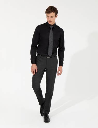 Siyah Regular Fit Uzun Kollu Klasik Gömlek
