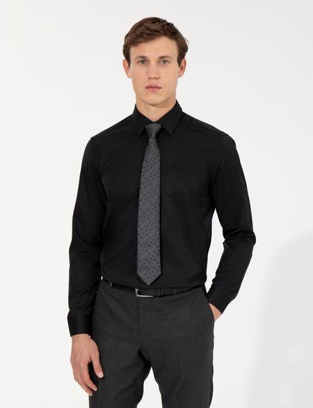 Siyah Regular Fit Uzun Kollu Klasik Gömlek - 50258931014