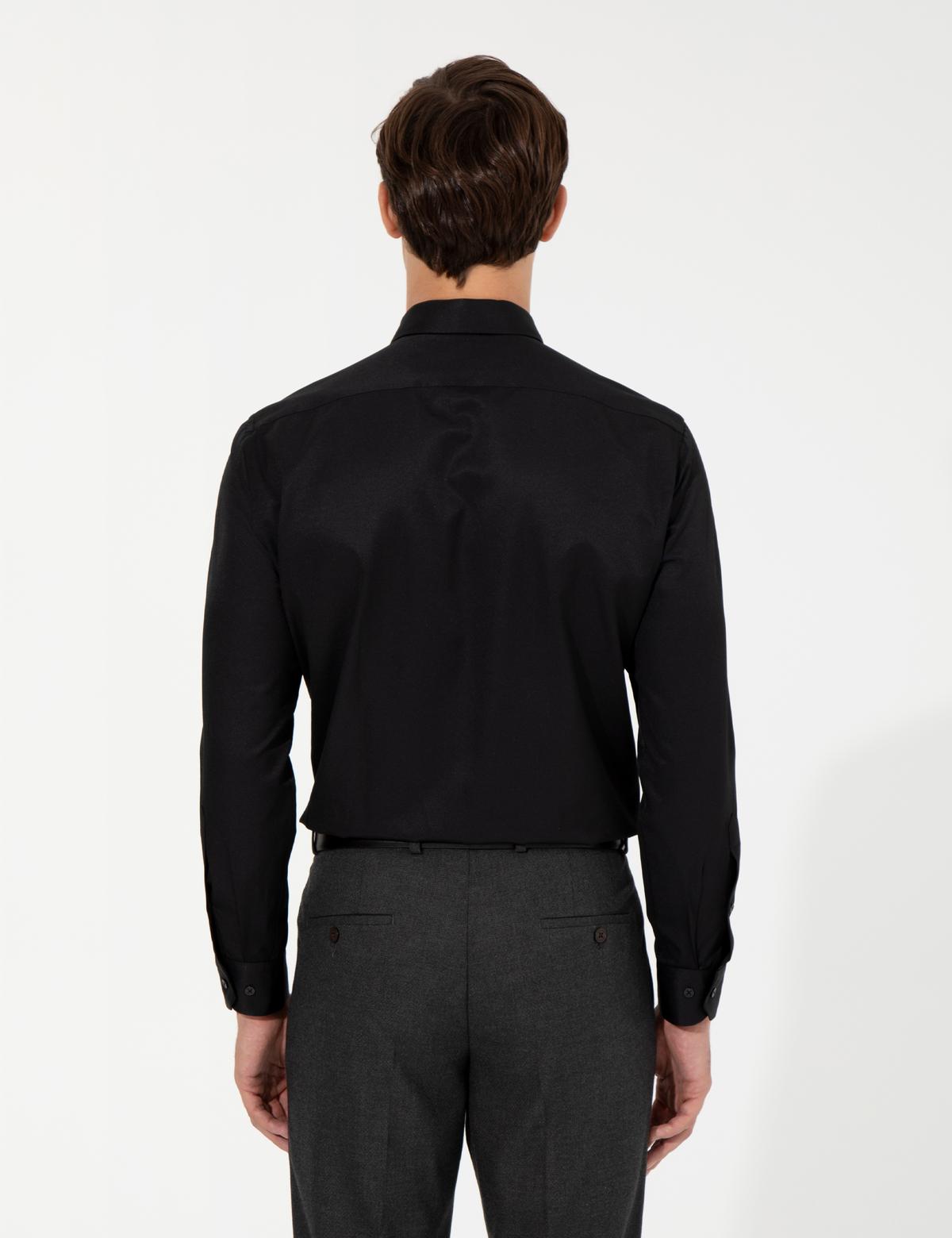 Siyah Regular Fit Uzun Kollu Klasik Gömlek - 50258931014