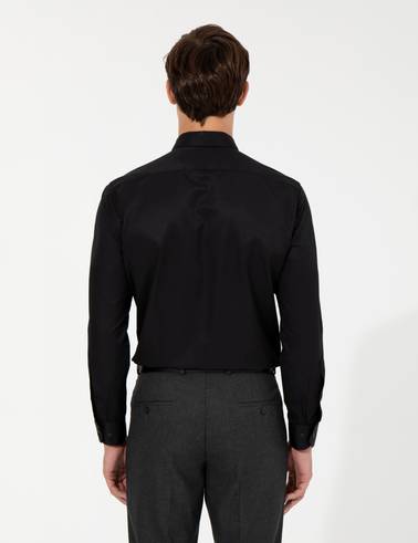 Siyah Regular Fit Uzun Kollu Klasik Gömlek