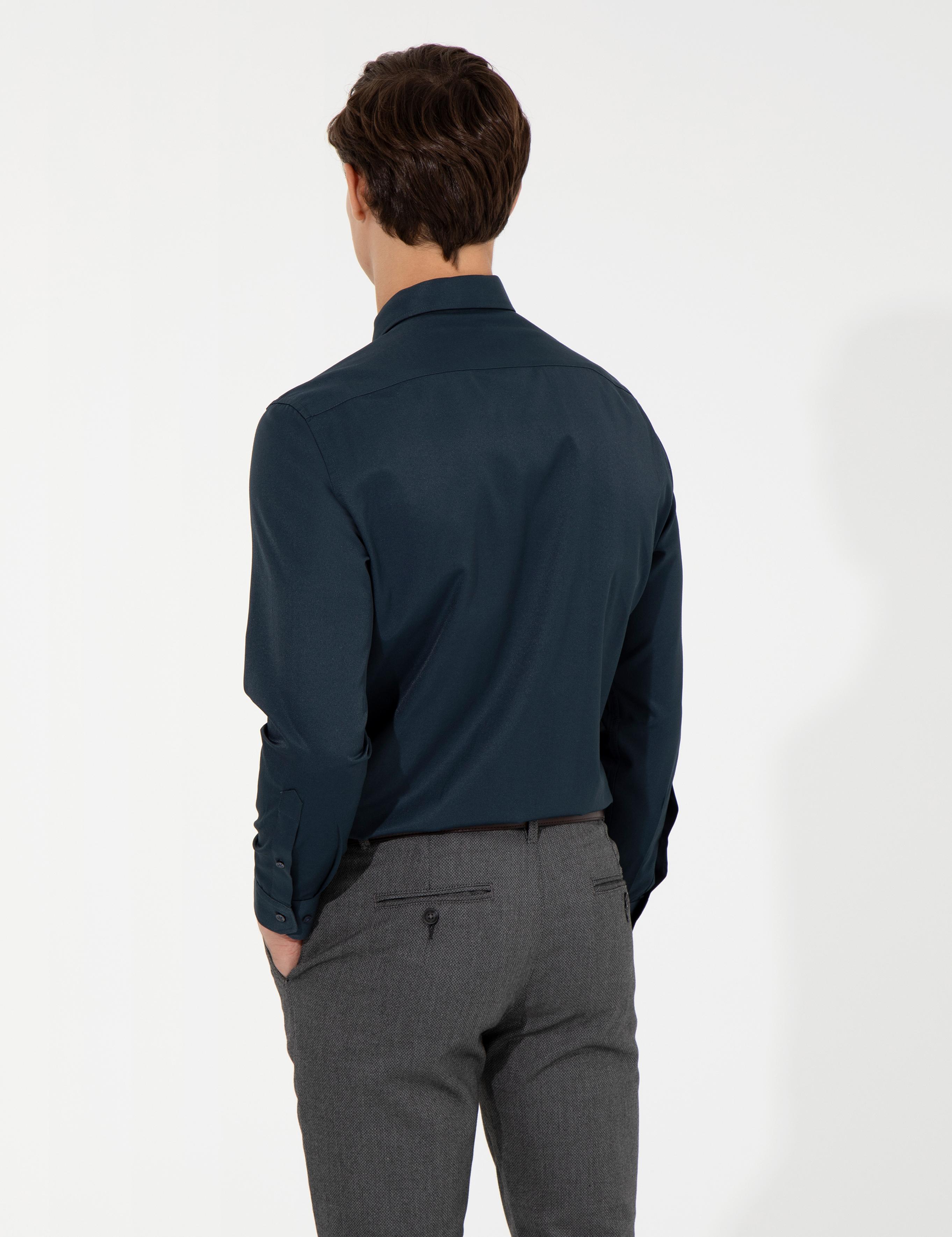 Lacivert Regular Fit Uzun Kollu Klasik Gömlek