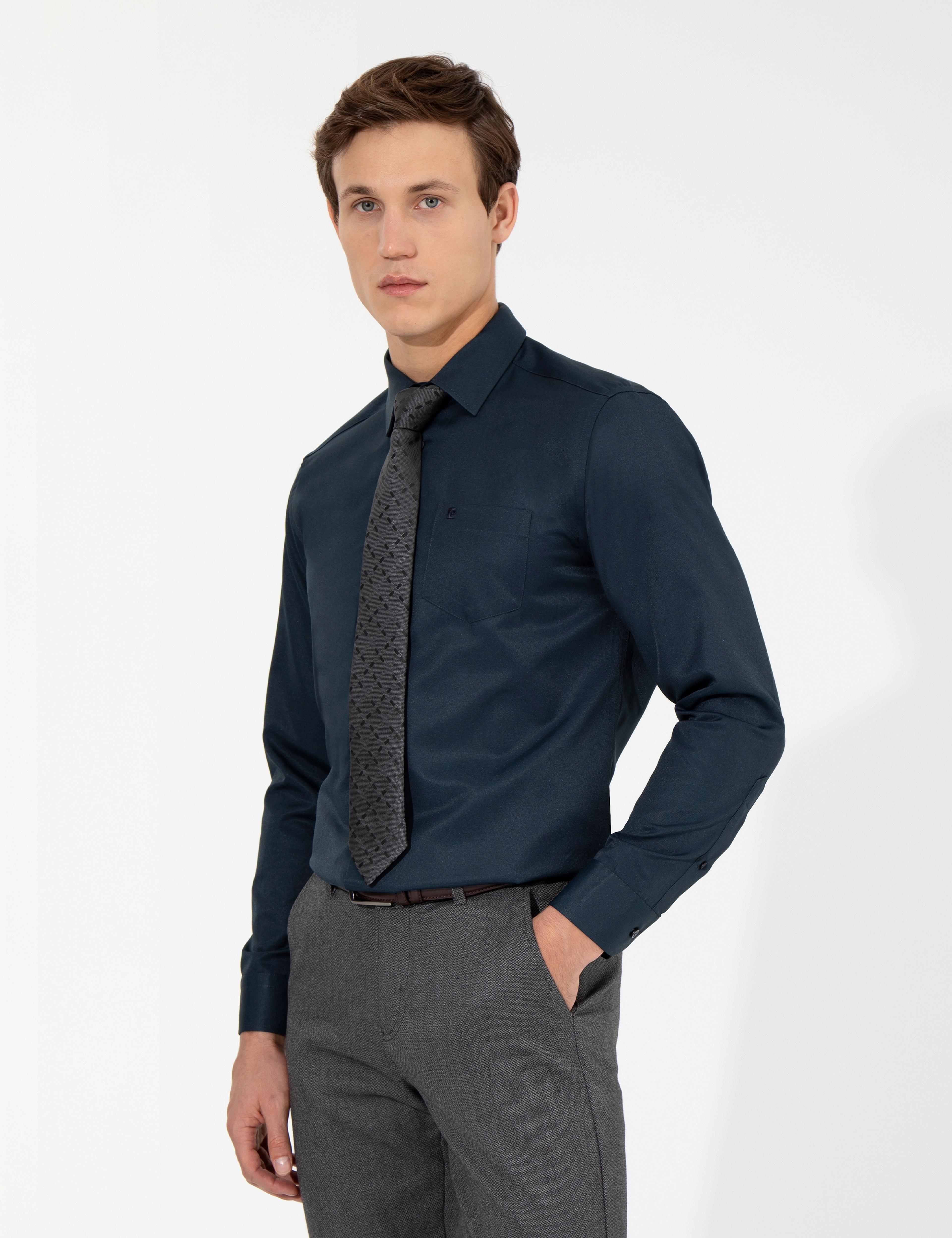 Lacivert Regular Fit Uzun Kollu Klasik Gömlek
