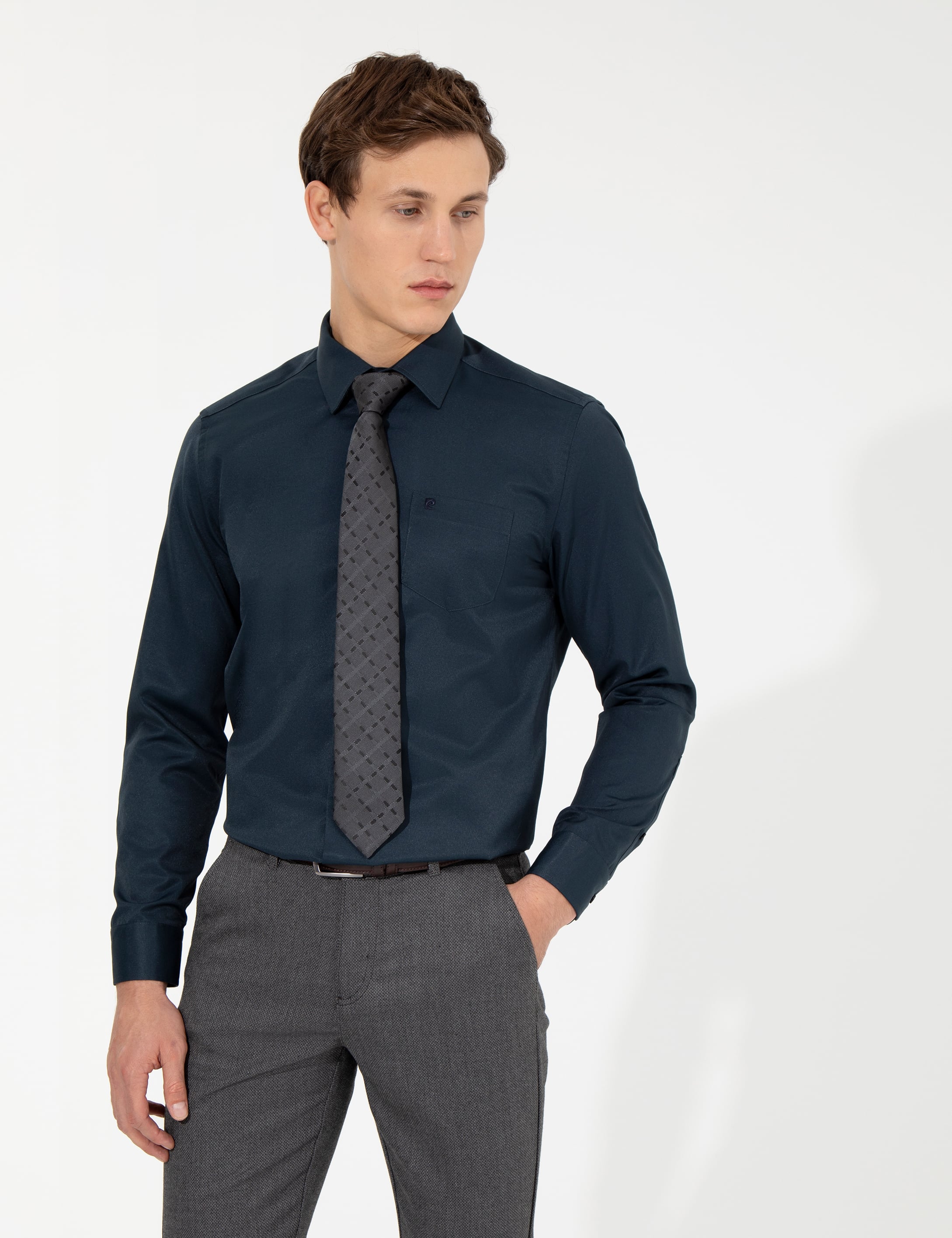 Lacivert Regular Fit Uzun Kollu Klasik Gömlek