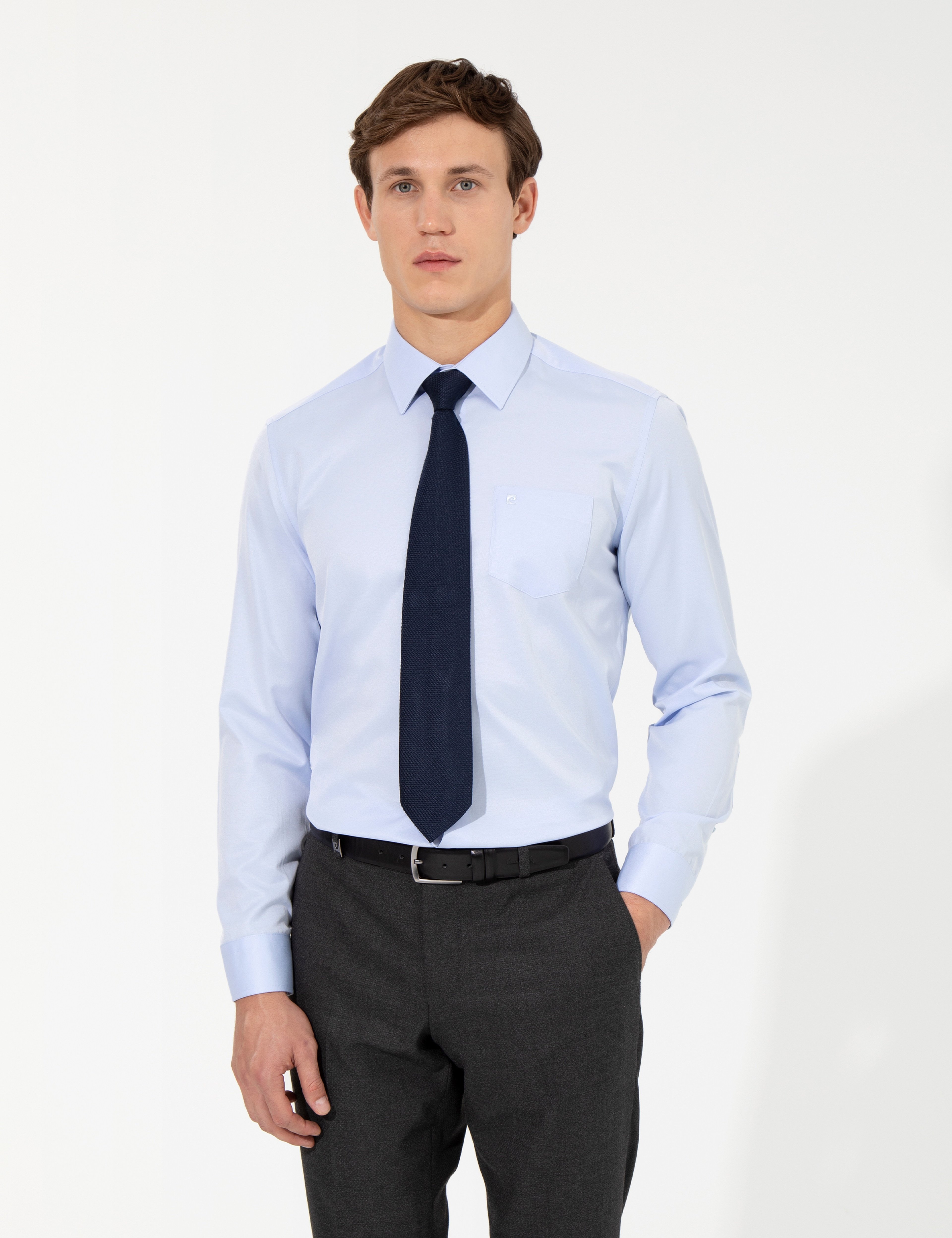 Açık Mavi Regular Fit Uzun Kollu Klasik Gömlek - Image 1