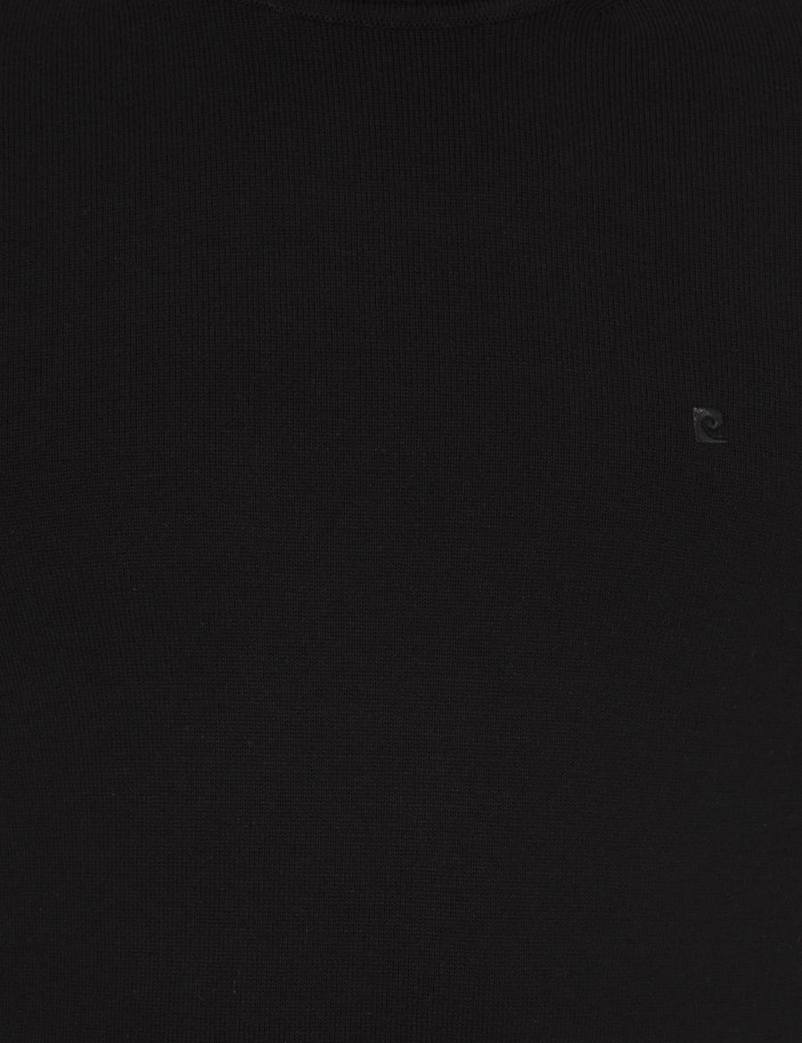 Siyah Slim Fit Balıkçı Yaka Basic Triko Kazak