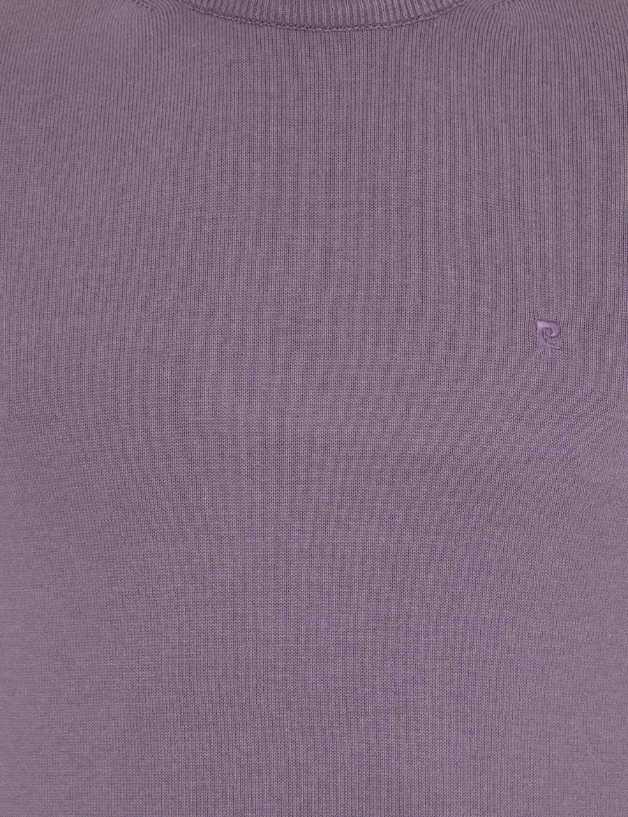 Lila Slim Fit Çeyrek Yaka Basic Triko Kazak