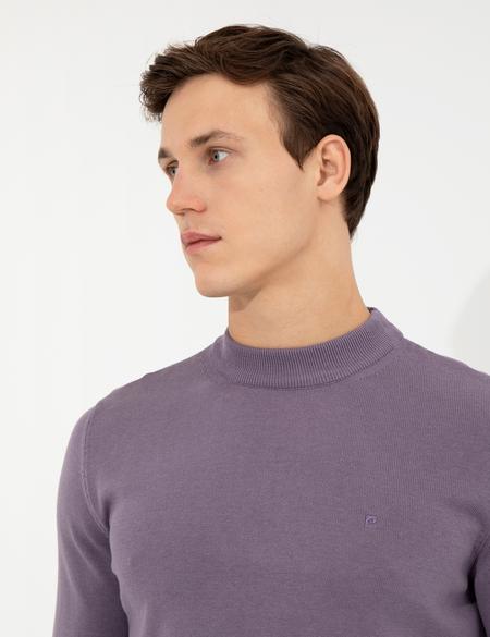 Lila Slim Fit Çeyrek Yaka Basic Triko Kazak - 50257208038