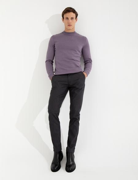 Lila Slim Fit Çeyrek Yaka Basic Triko Kazak - 50257208038