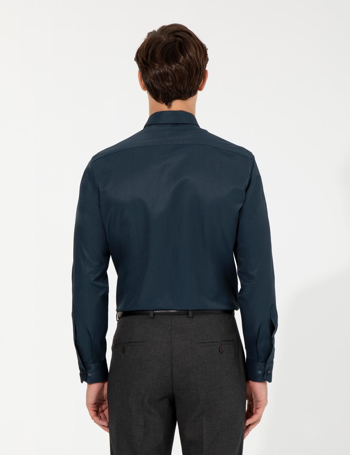 Lacivert Slim Fit Uzun Kollu Klasik Gömlek - 50258918015