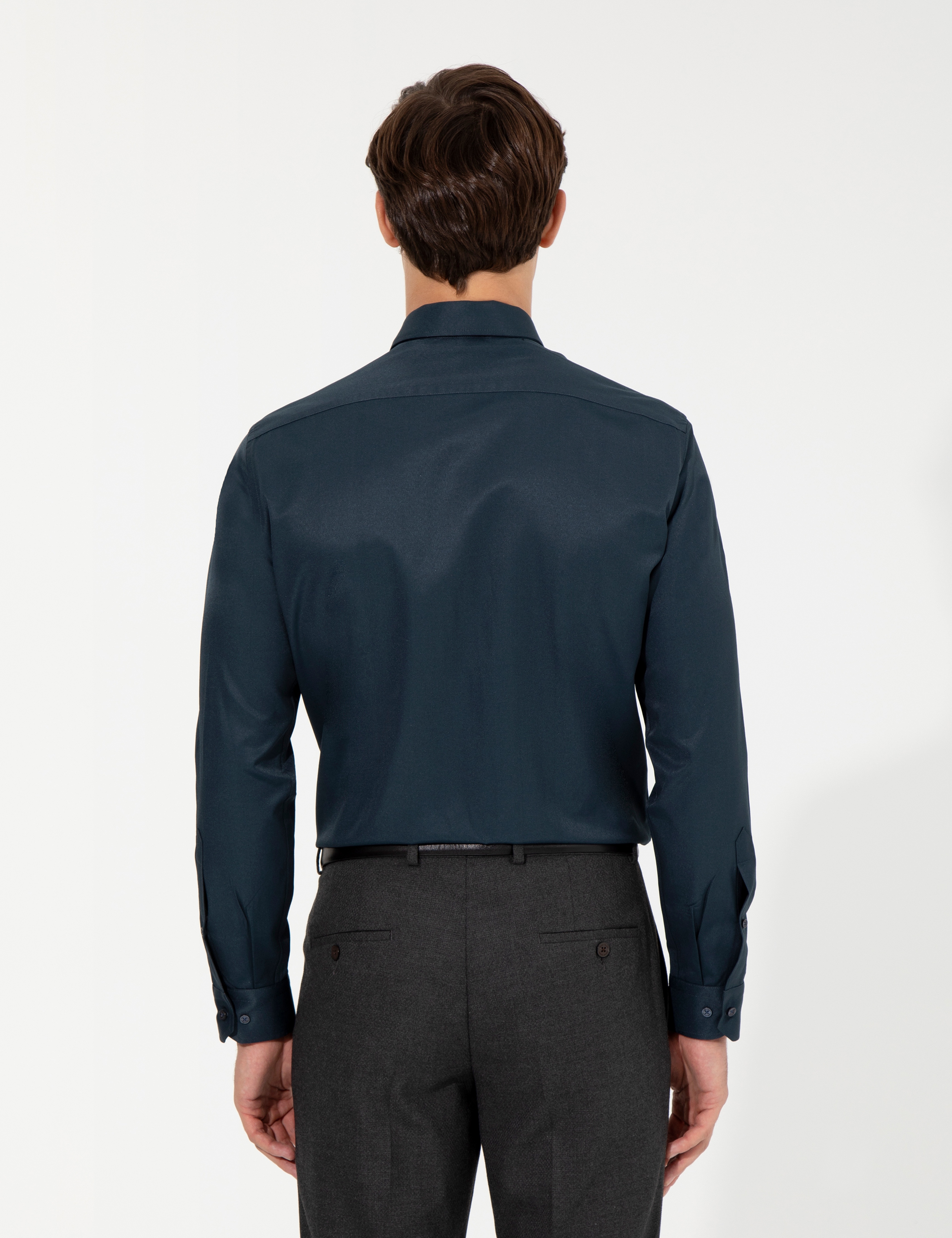 Lacivert Slim Fit Uzun Kollu Klasik Gömlek