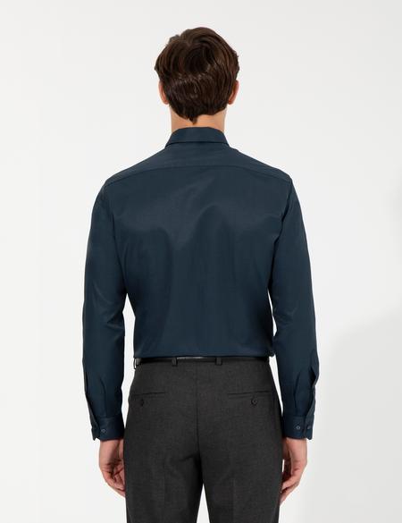 Lacivert Slim Fit Uzun Kollu Klasik Gömlek - 50258918015