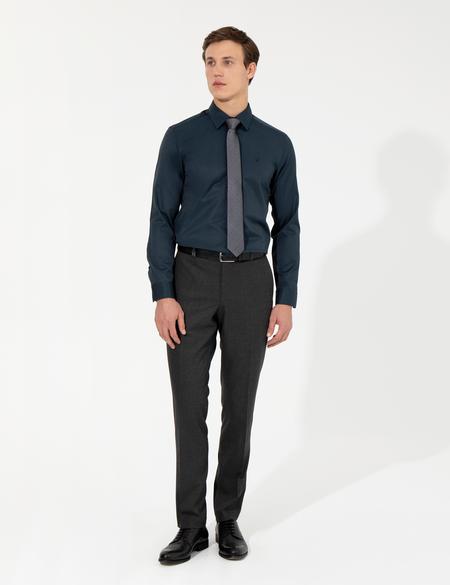 Lacivert Slim Fit Uzun Kollu Klasik Gömlek - 50258918015