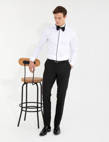 Beyaz Slim Fit Smokin Gömlek
