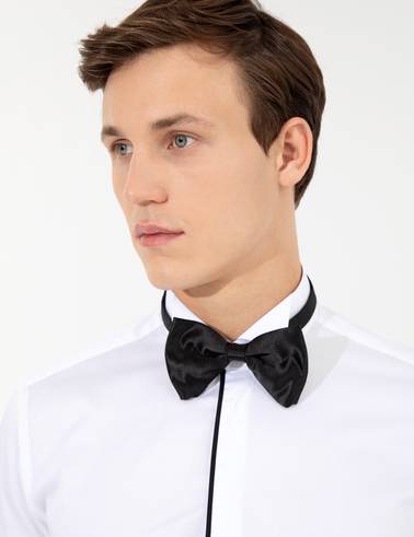 Beyaz Slim Fit Smokin Gömlek
