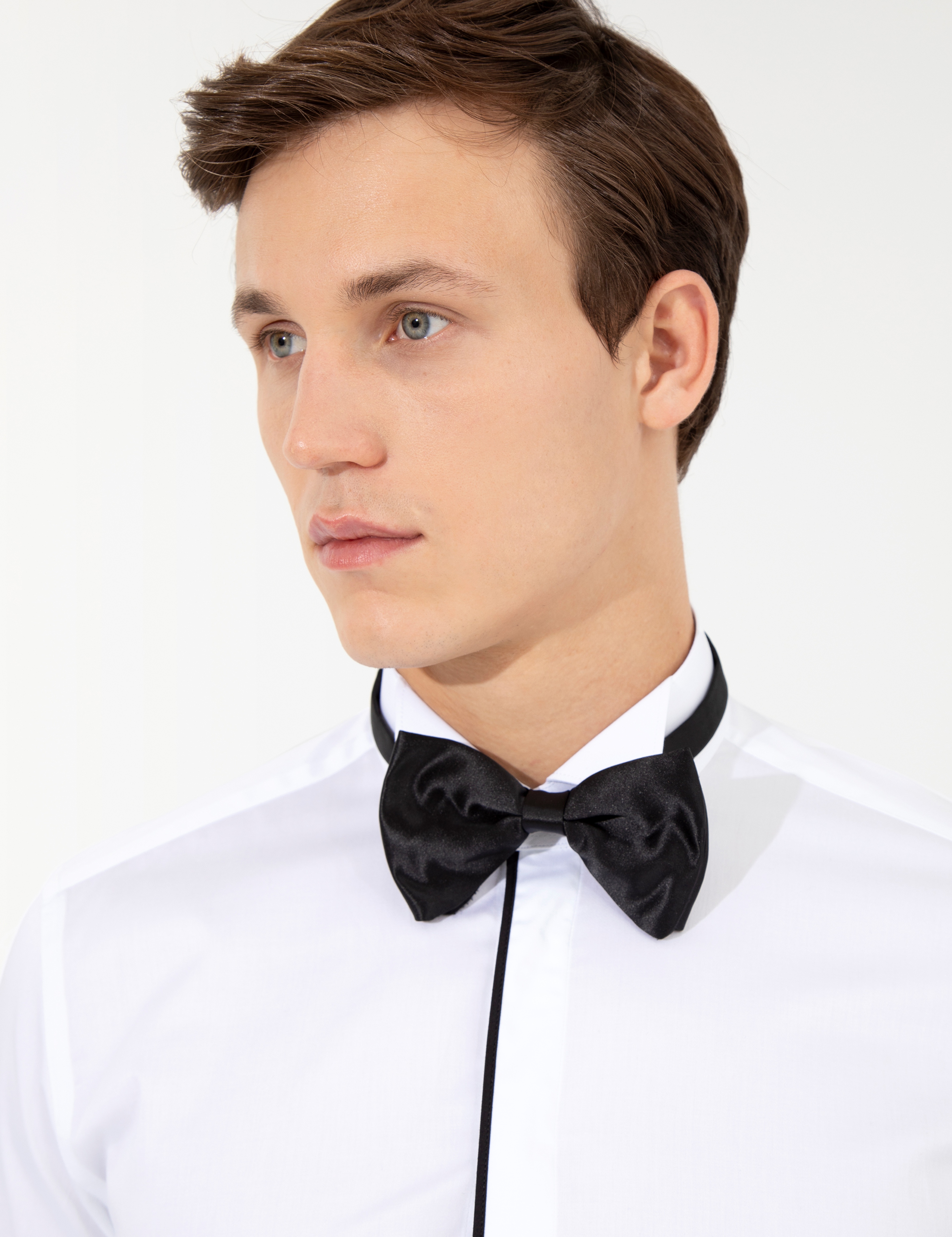 Beyaz Slim Fit Smokin Gömlek - Image 4