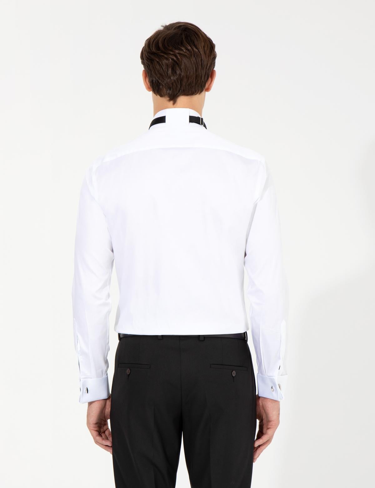 Beyaz Slim Fit Smokin Gömlek - 50251061007