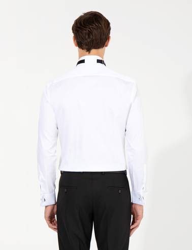 Beyaz Slim Fit Smokin Gömlek