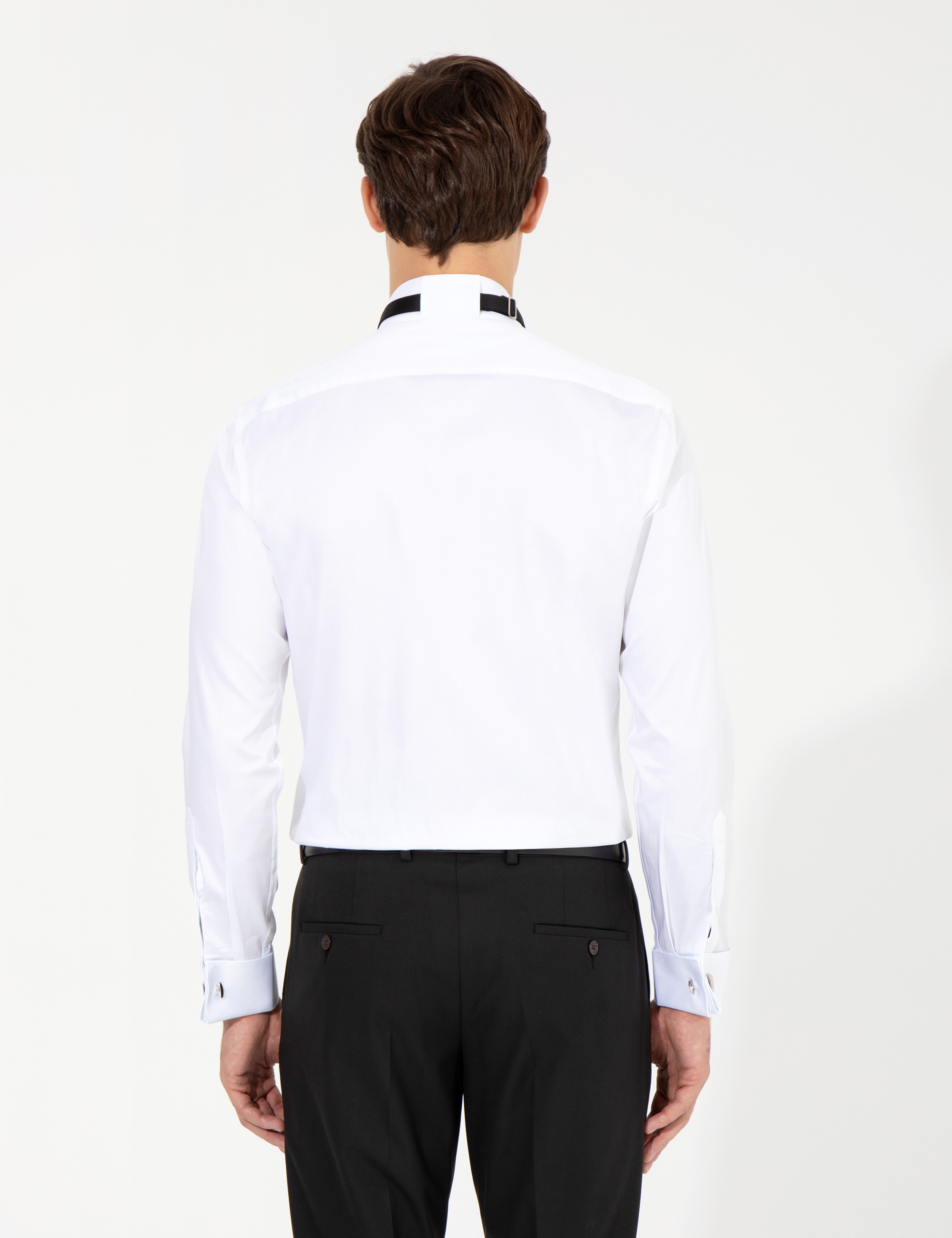 Beyaz Slim Fit Smokin Gömlek - Image 5