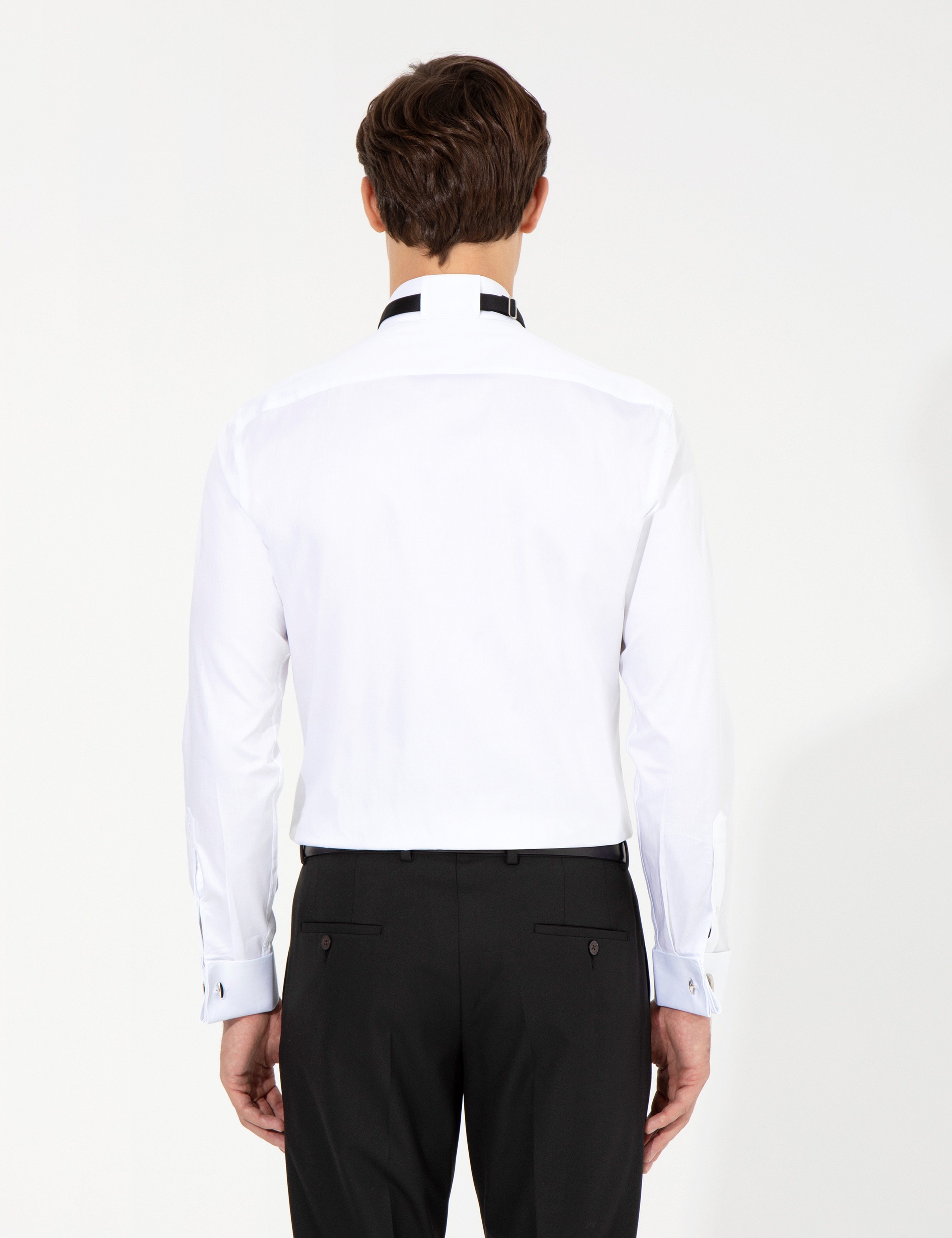 Beyaz Slim Fit Smokin Gömlek