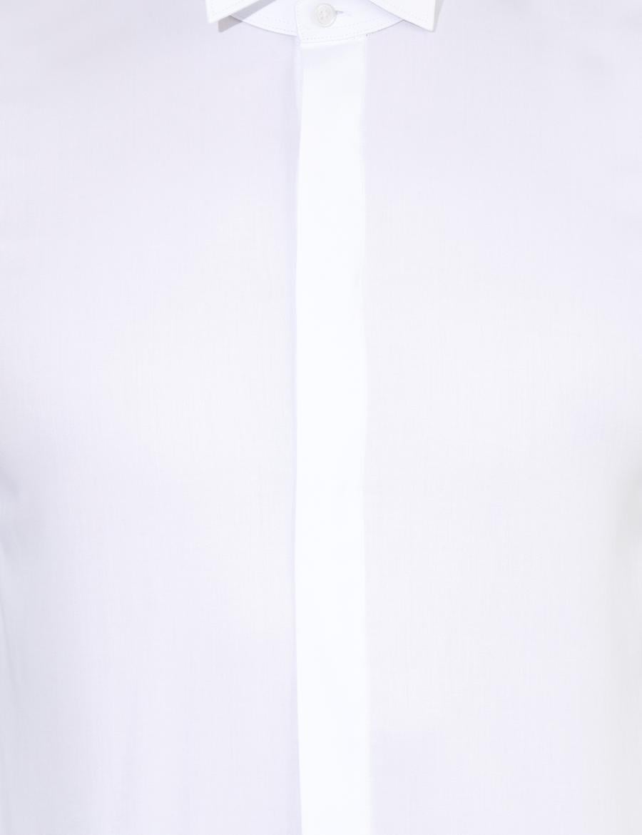 Beyaz Slim Fit Smokin Gömlek