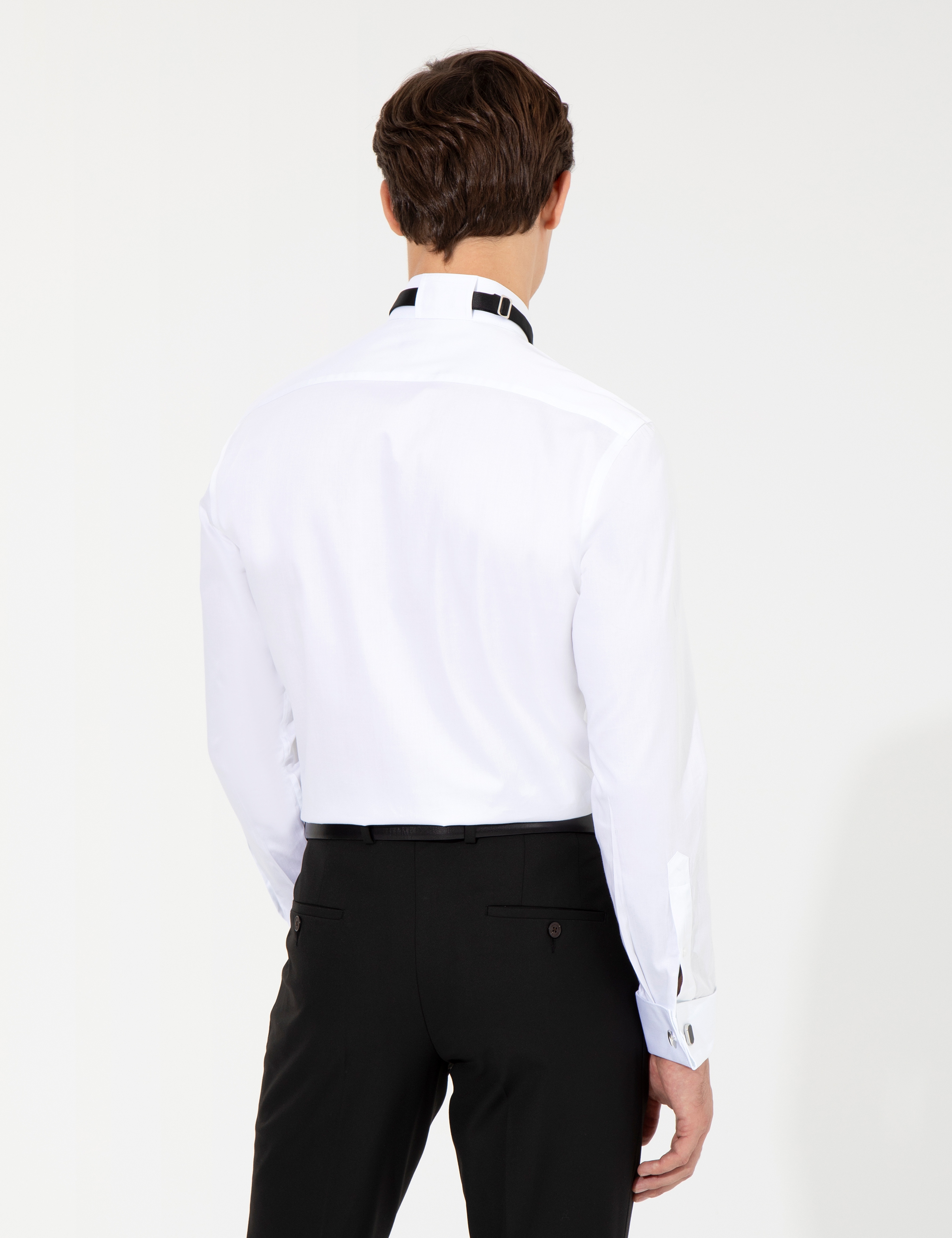Beyaz Slim Fit Smokin Gömlek - Image 5