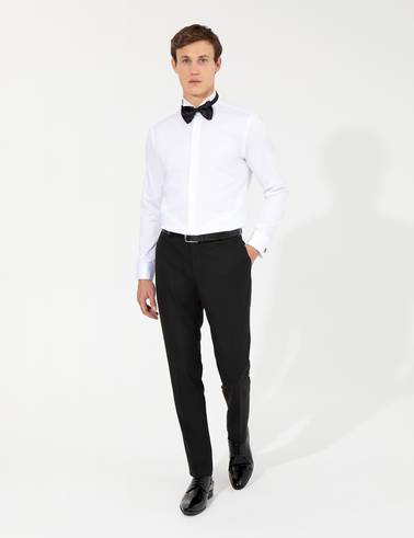 Beyaz Slim Fit Smokin Gömlek