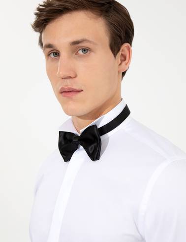 Beyaz Slim Fit Smokin Gömlek