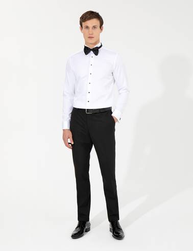 Beyaz Slim Fit Smokin Gömlek