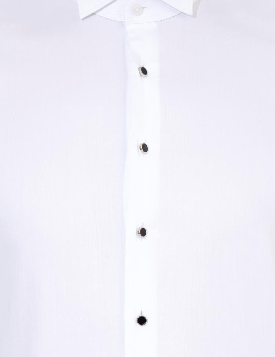 Beyaz Slim Fit Smokin Gömlek