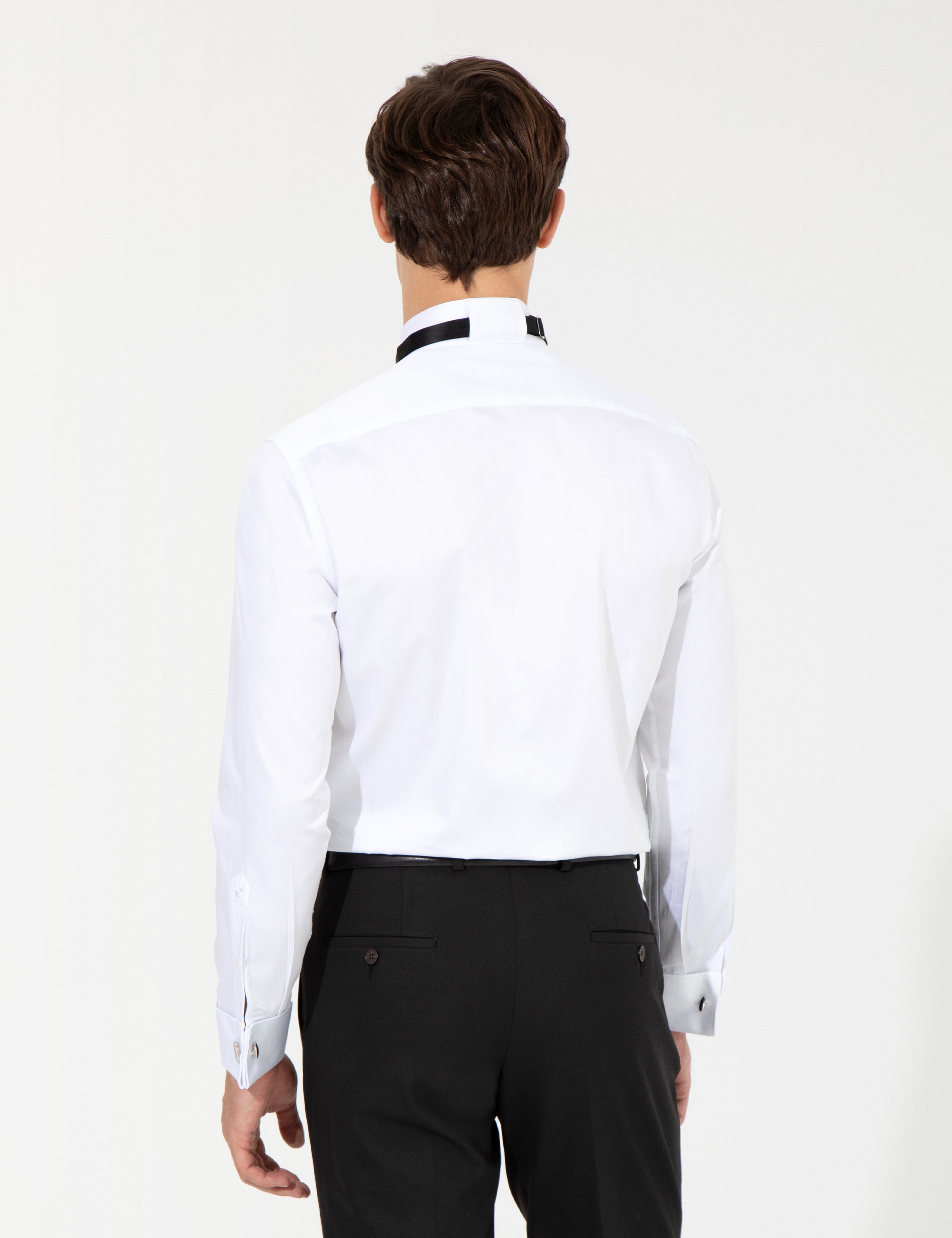 Beyaz Slim Fit Smokin Gömlek