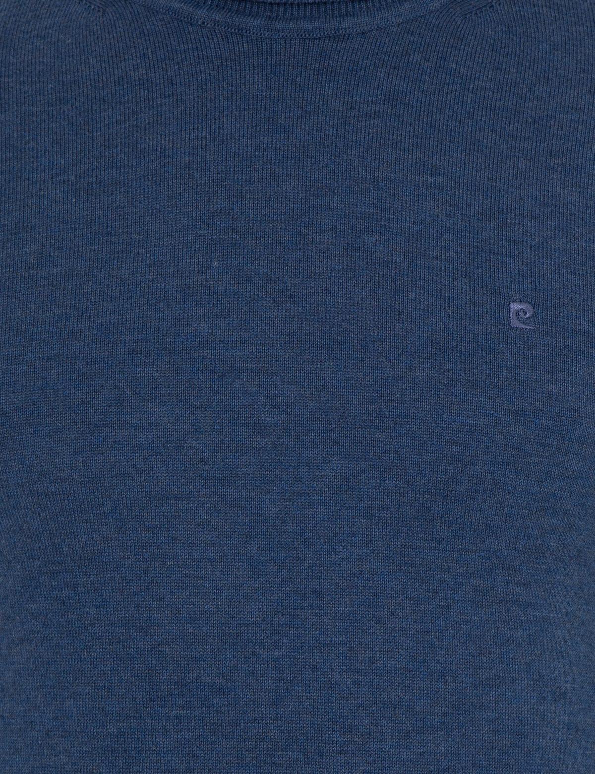 İndigo Melanj Slim Fit Balıkçı Yaka Basic Triko Kazak - 50257158061