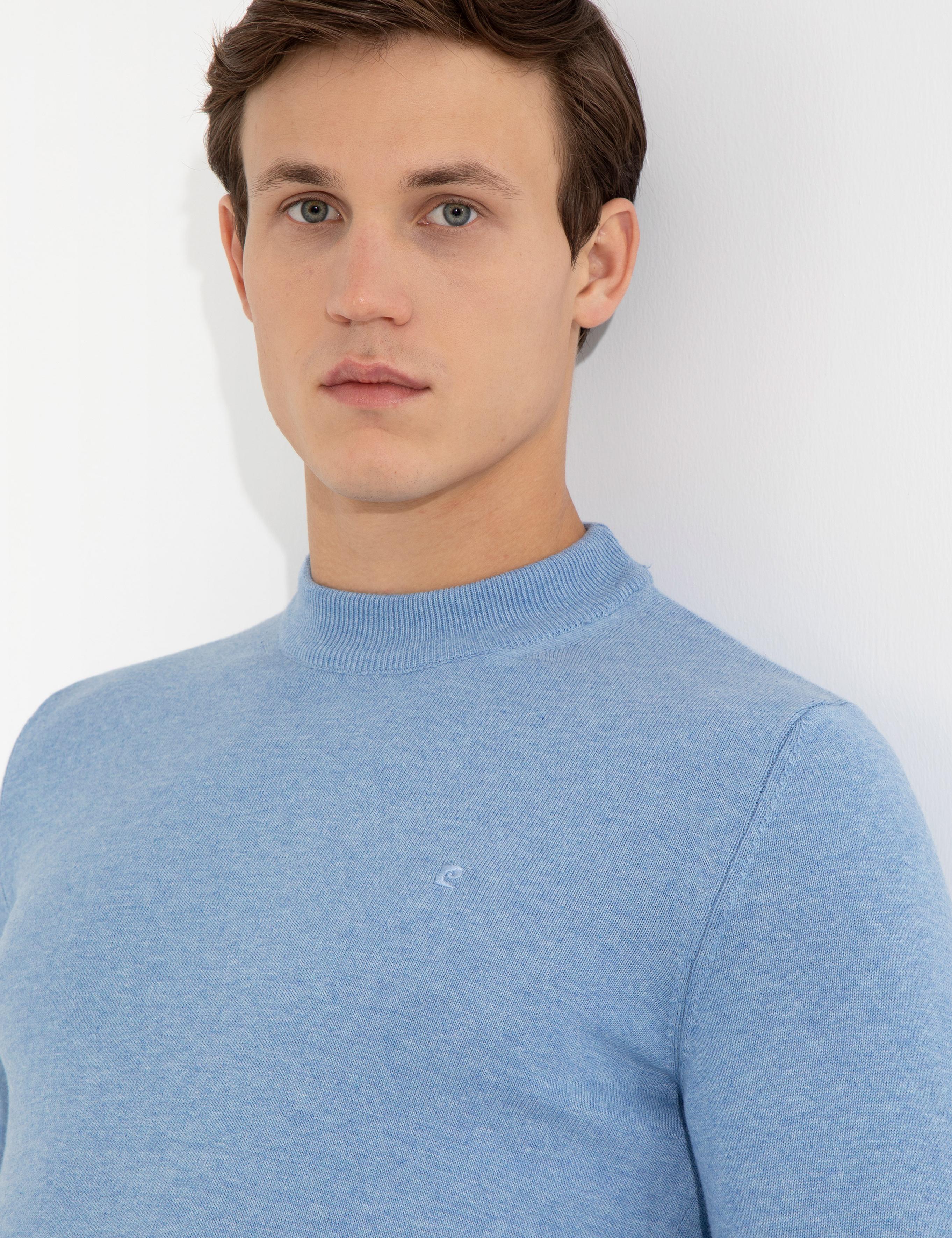 Mavi Melanj Slim Fit Çeyrek Yaka Basic Triko Kazak