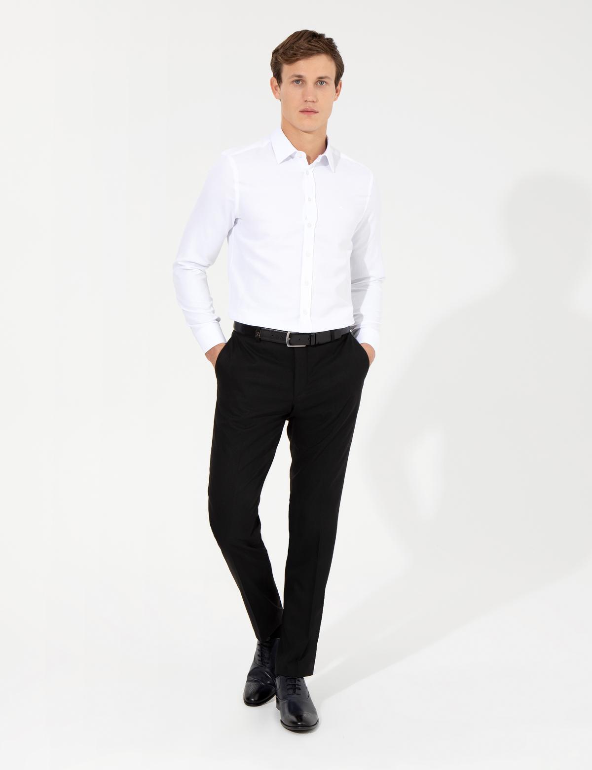 Beyaz Slim Fit Armürlü Gömlek - 50260290007