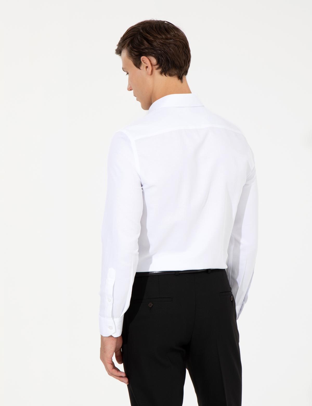 Beyaz Slim Fit Armürlü Gömlek - 50260290007