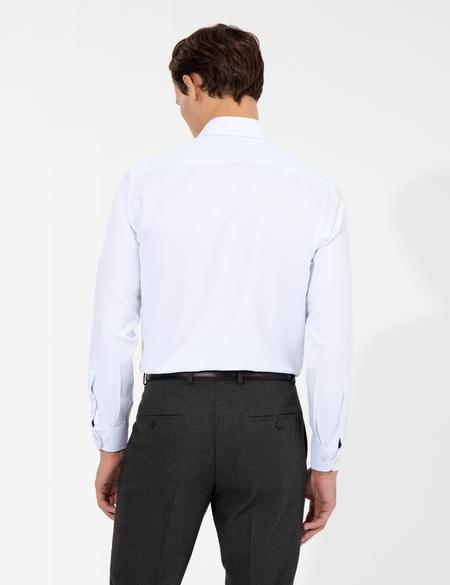 Açık Mavi Slim Fit Armürlü Klasik Gömlek - 50260290015
