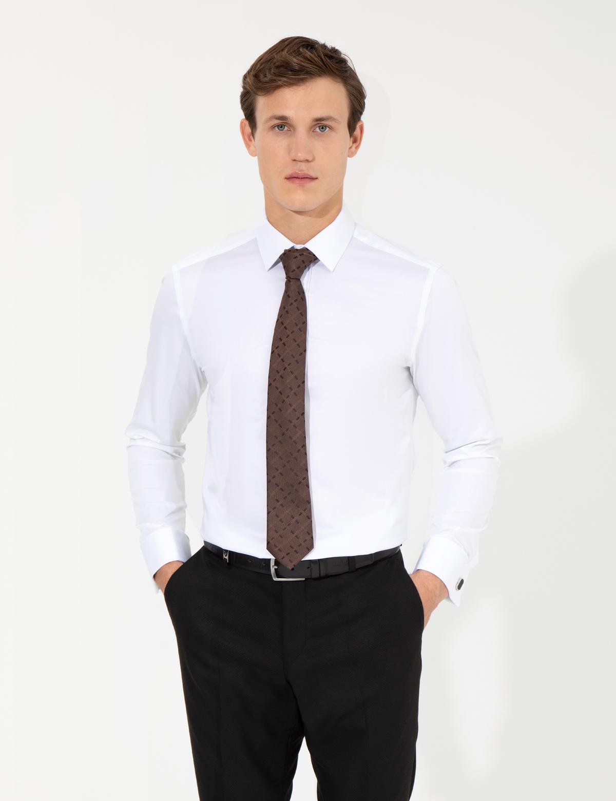 Beyaz Slim Fit Uzun Kollu Klasik Gömlek - 50256408007