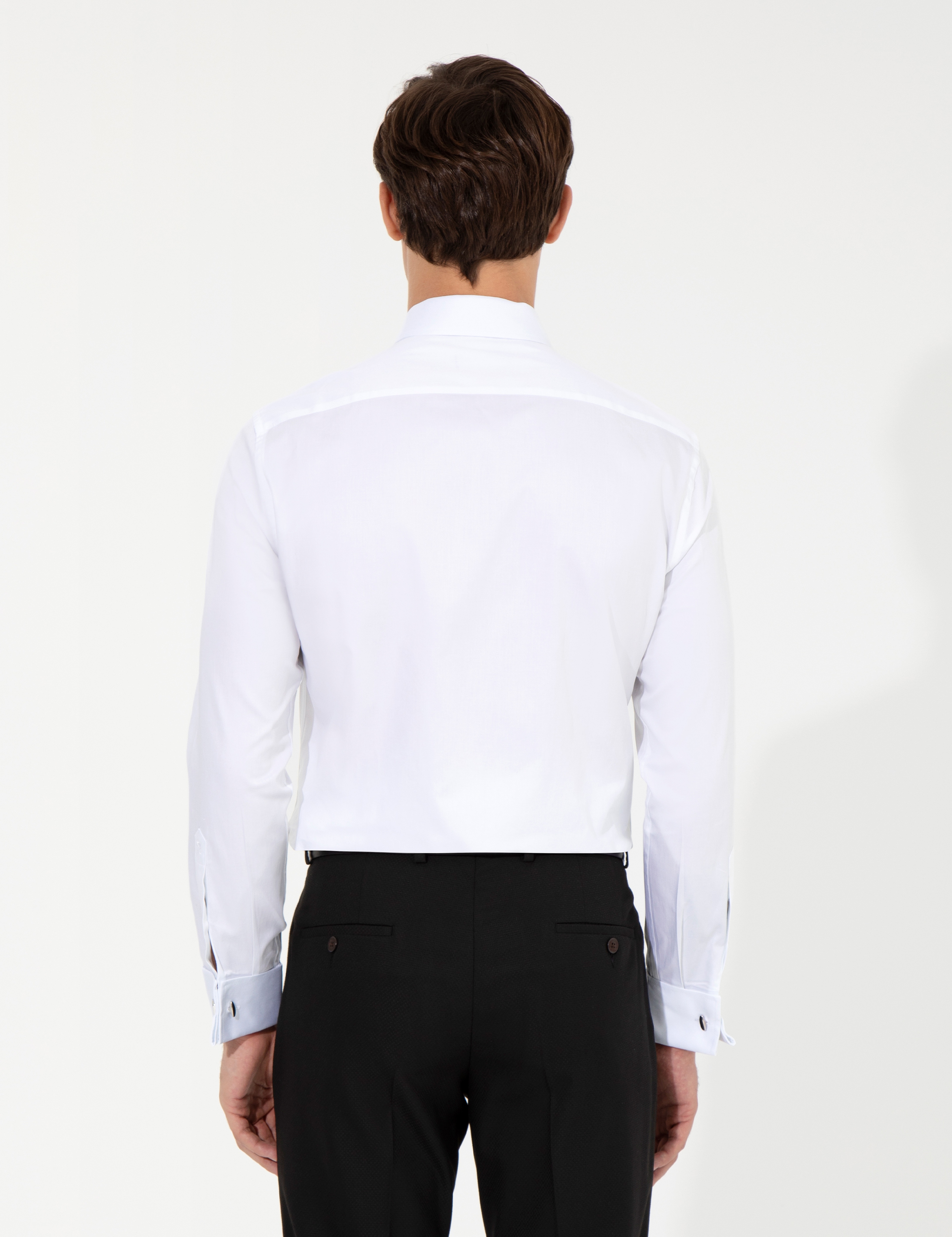 Beyaz Slim Fit Uzun Kollu Klasik Gömlek - Image 5