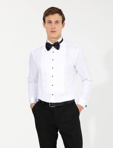 Beyaz Slim Fit Smokin Gömlek