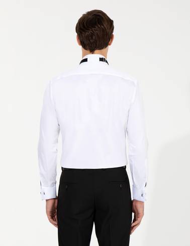 Beyaz Slim Fit Smokin Gömlek