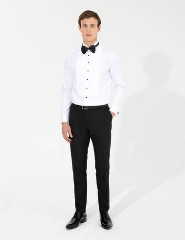 Beyaz Slim Fit Smokin Gömlek