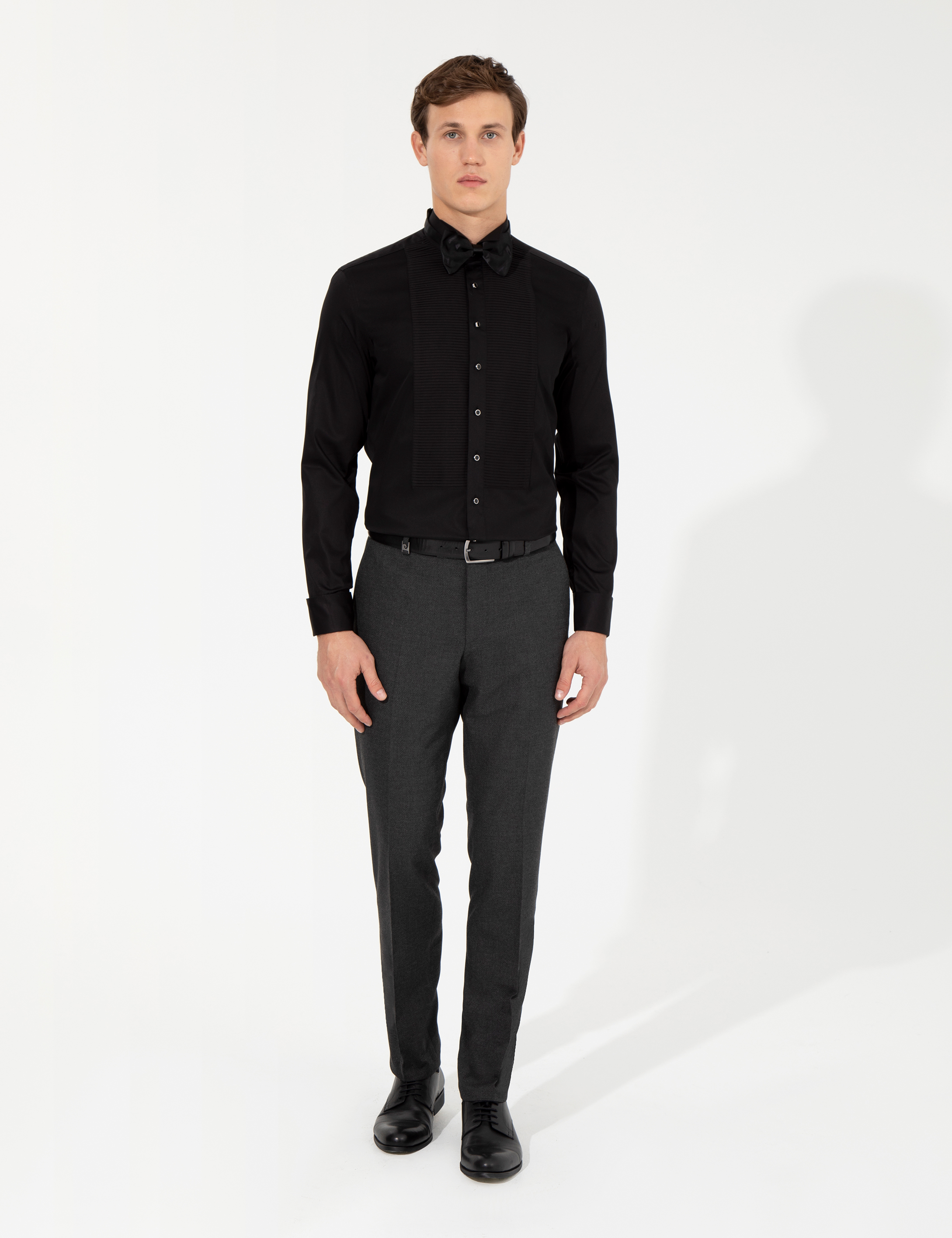 Pierre Cardin Siyah Slim Fit Smokin Gömlek görsel 4