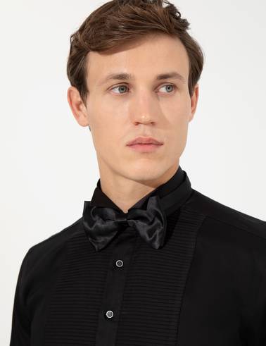Siyah Slim Fit Smokin Gömlek