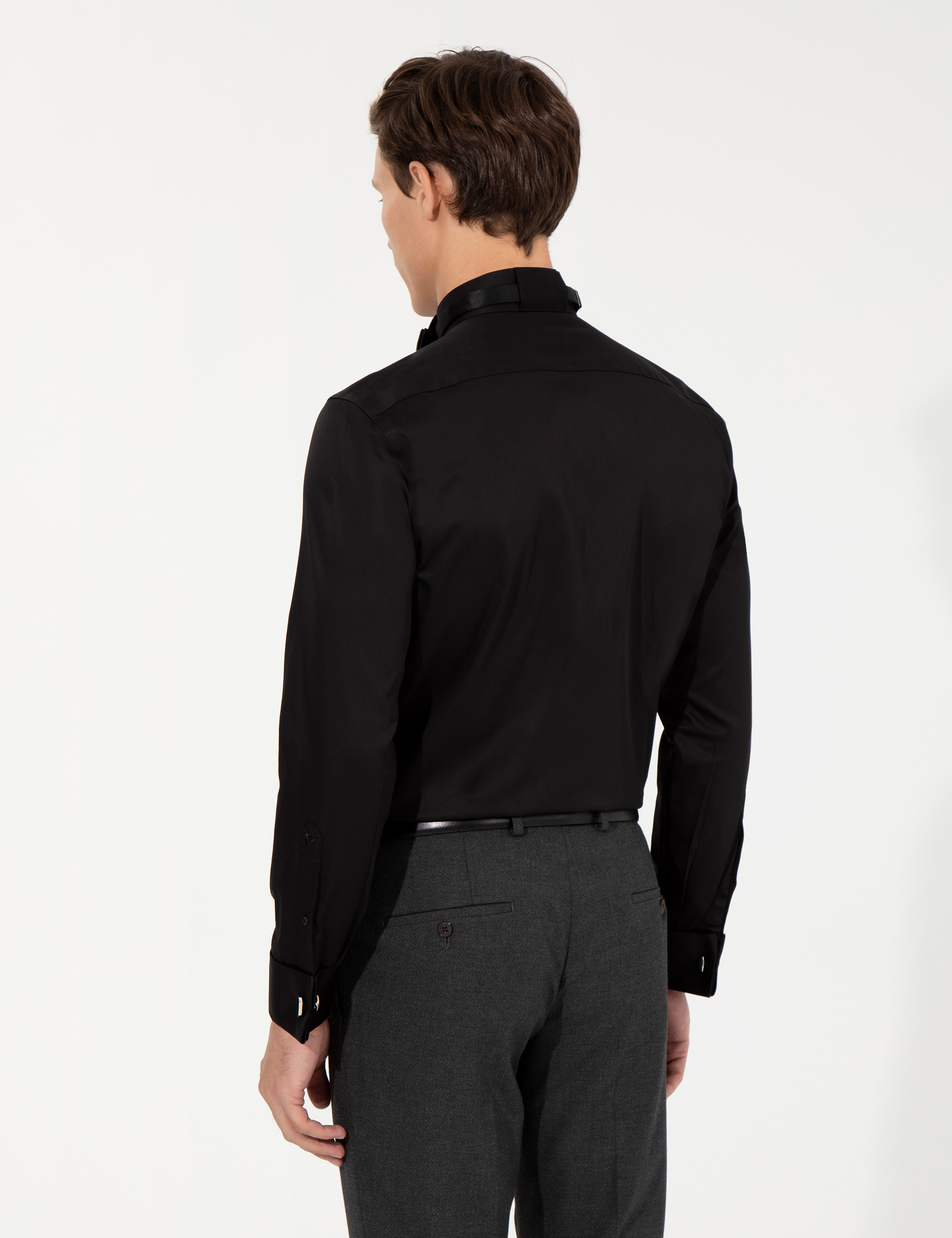 Pierre Cardin Siyah Slim Fit Smokin Gömlek görsel 5