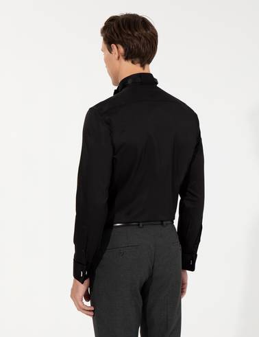 Siyah Slim Fit Smokin Gömlek