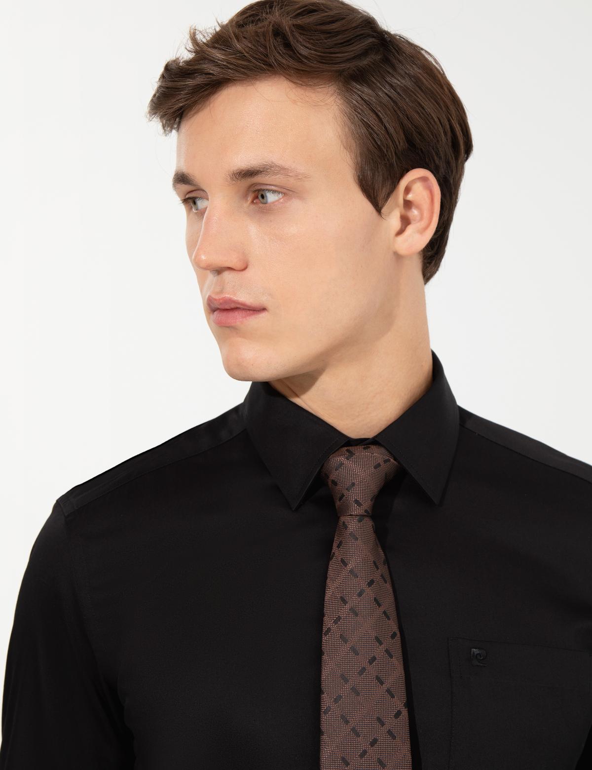 Siyah Regular Fit Uzun Kollu Klasik Gömlek - 50251167011