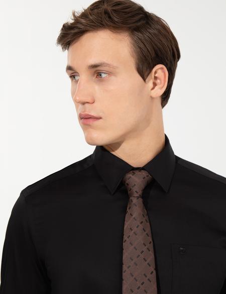 Siyah Regular Fit Uzun Kollu Klasik Gömlek - 50251167011