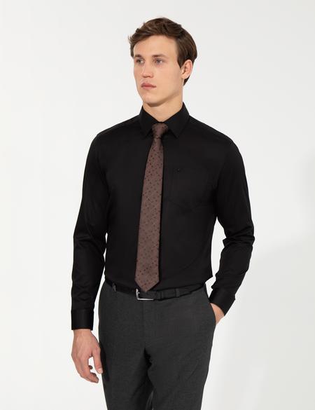 Siyah Regular Fit Uzun Kollu Klasik Gömlek - 50251167011