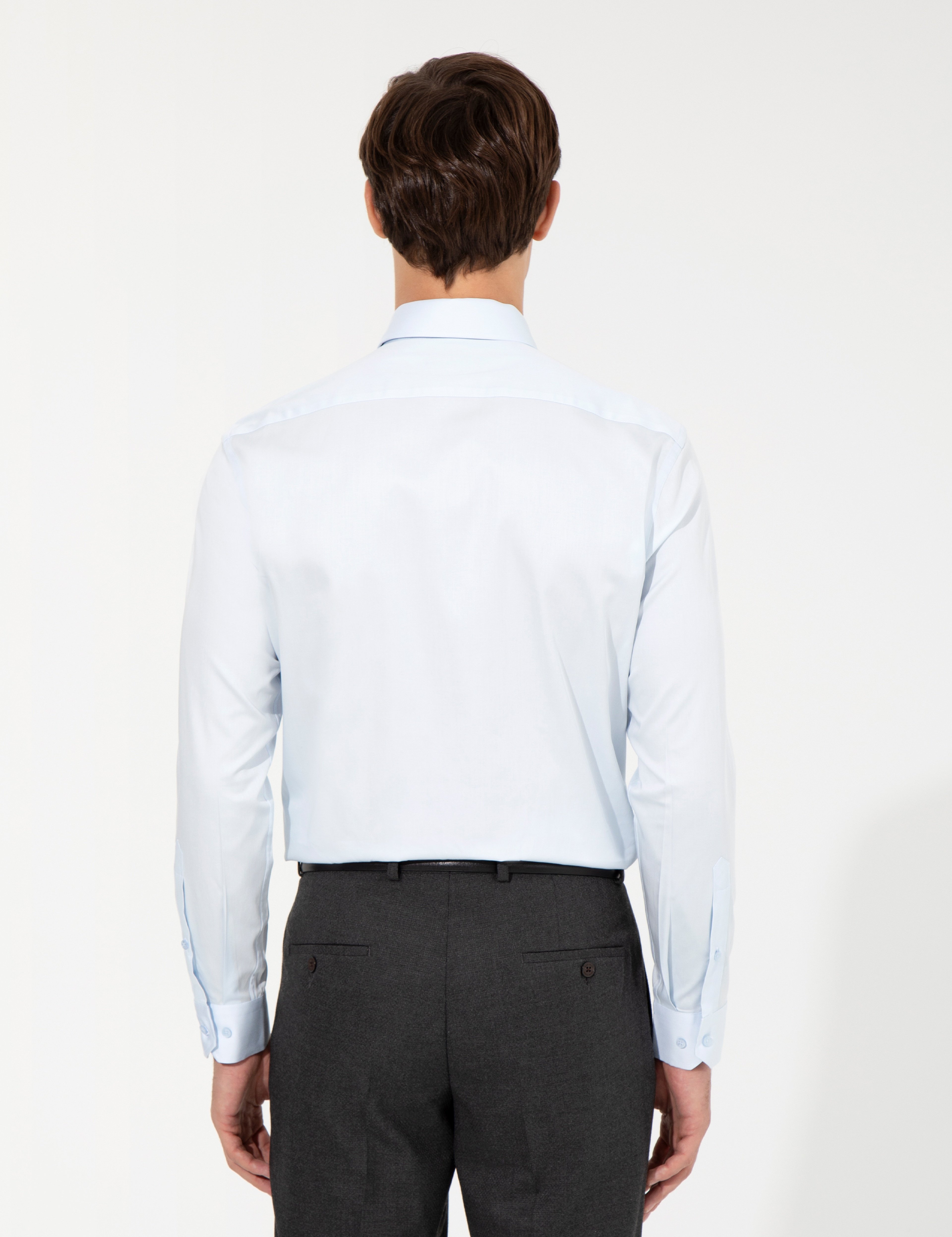 Açık Mavi Regular Fit Uzun Kollu Klasik Gömlek - Image 5
