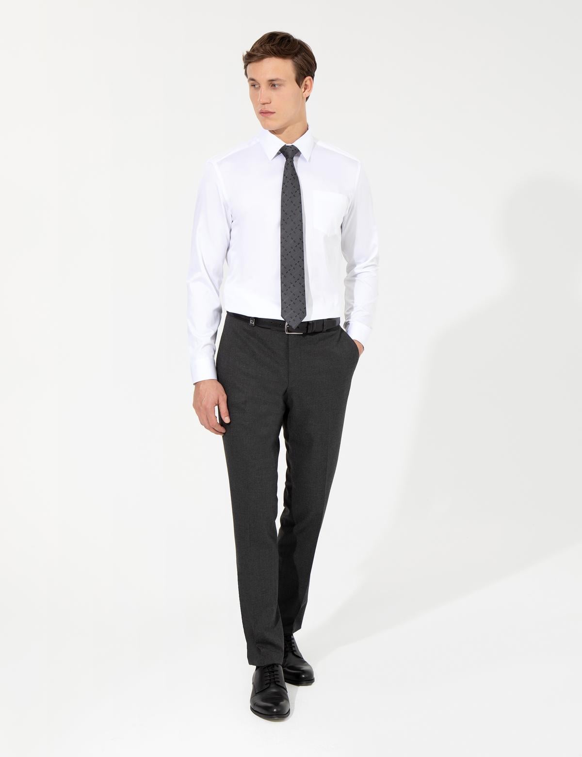 Beyaz Regular Fit Uzun Kollu Klasik Gömlek - 50251167005