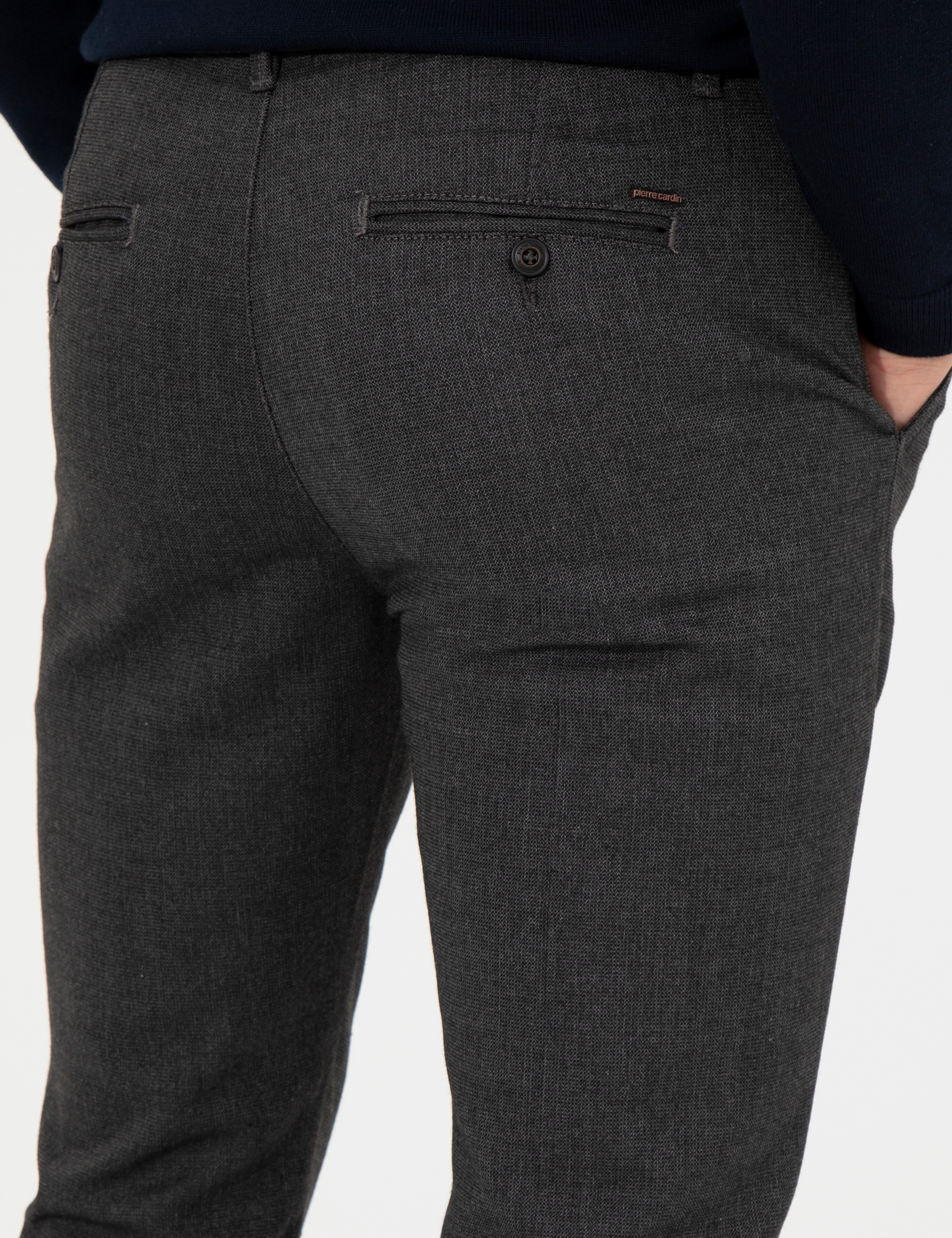 Siyah Slim Fit Kanvas Pantolon - Image 7